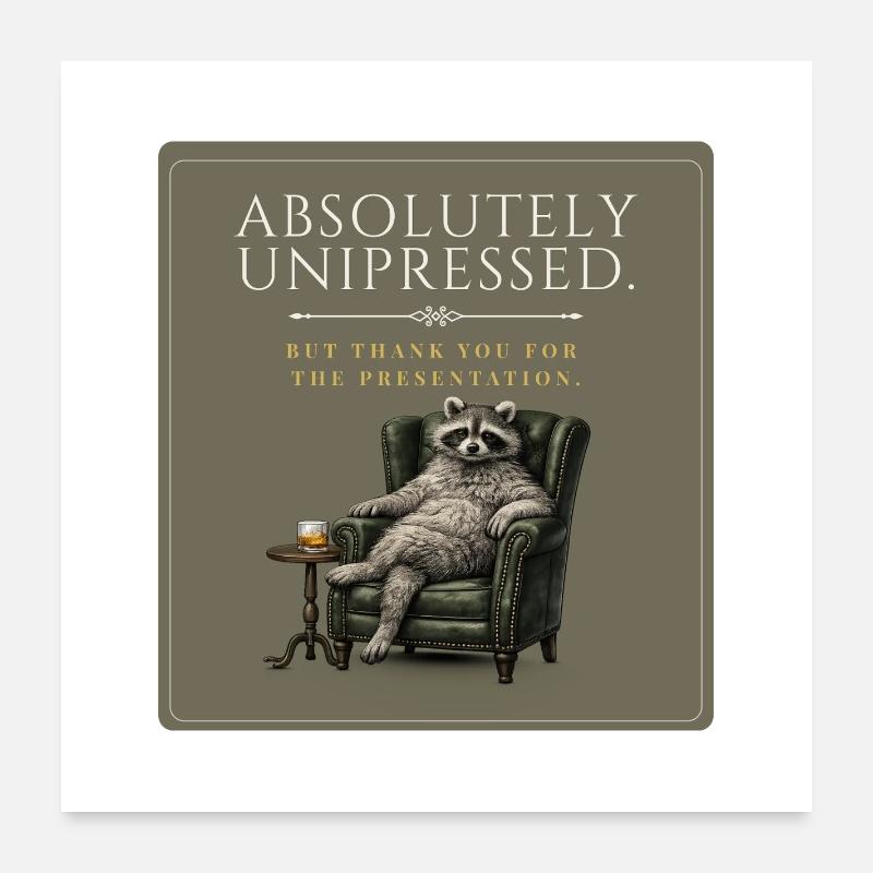 Absolutely Unimpressed. – Sarcastic Raccoon Design Poster 24" x 24" (60x60 cm)