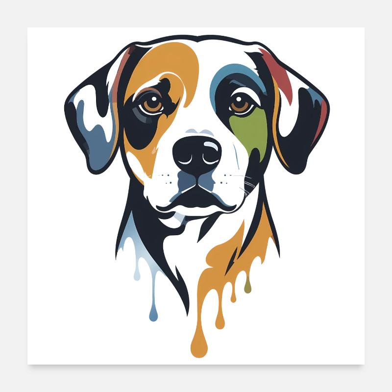 Portrait abstrait de chien - Âme colorée Poster 60 x 60 cm