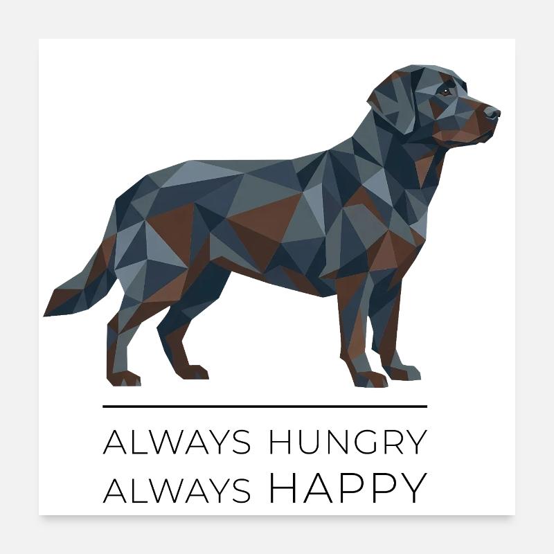 Labrador Low-Poly - Always hungry, always happy Poster 60x60 cm