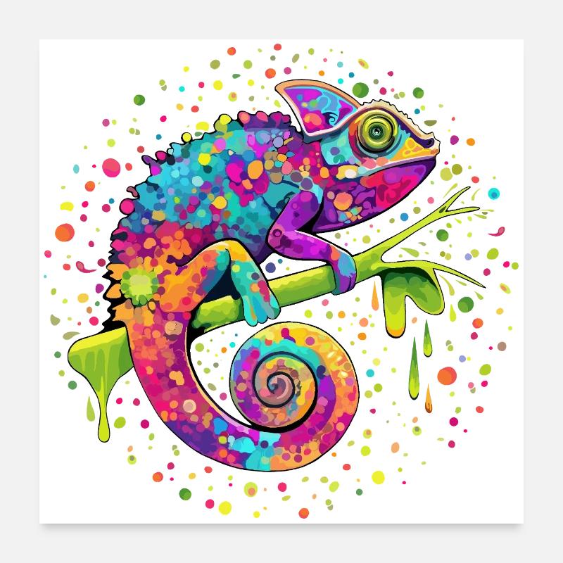 Chamäleon-Aquarellfantasie Poster 60x60 cm