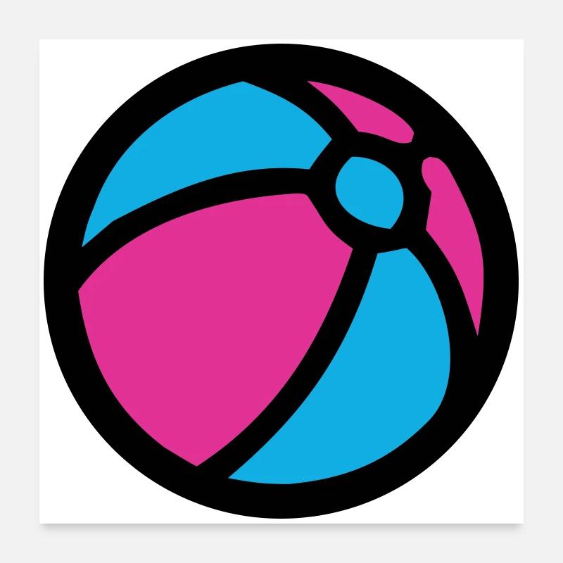 Wasserball Strand Sommer Icon Poster 60x60 cm