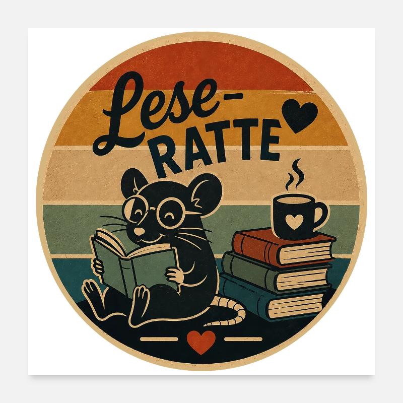 Leseratte Retro Poster 60x60 cm