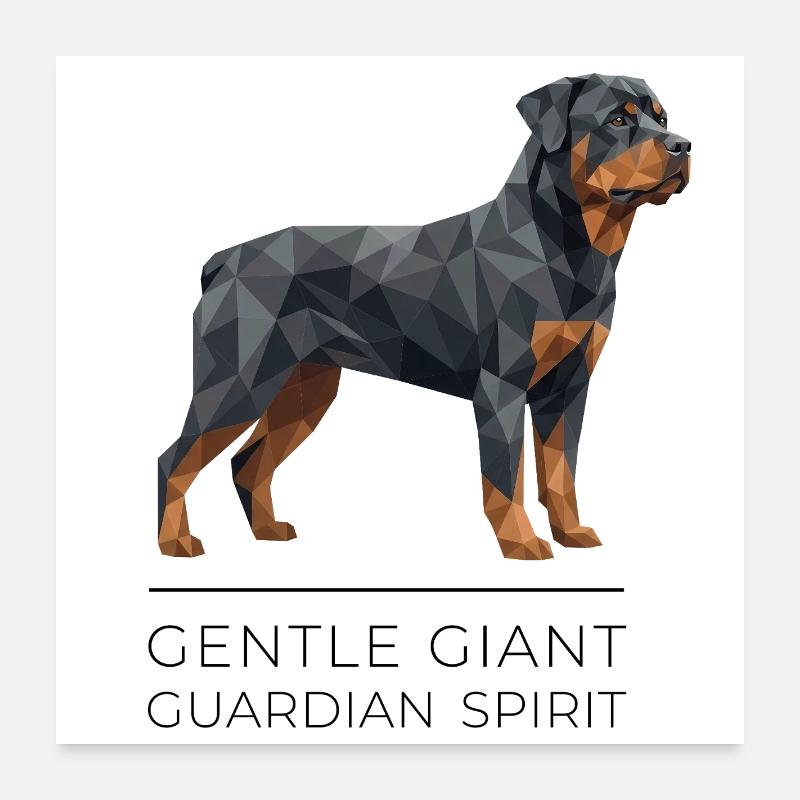 Art Low-Poly Rottweiler - Géant doux Poster 60 x 60 cm