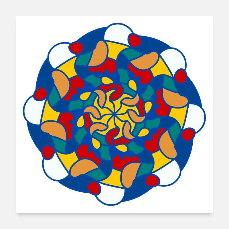 Mandala éclatant kaleidoscope - Poster 60 x 60 cm - blanc