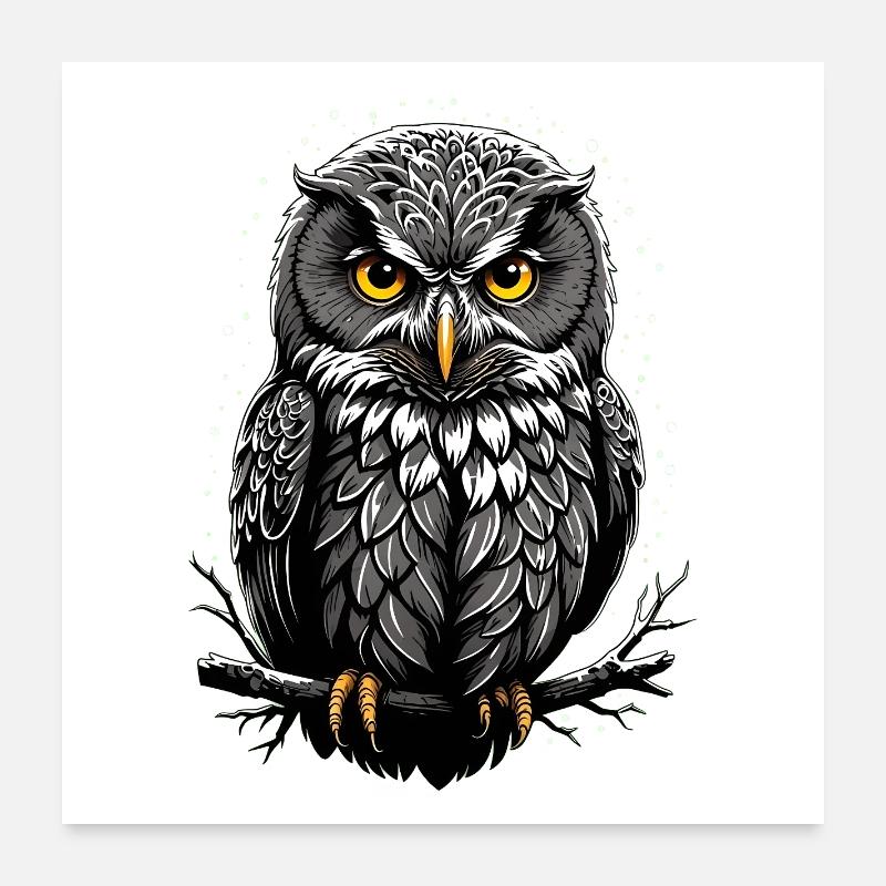 Owl print Poster 24" x 24" (60x60 cm)