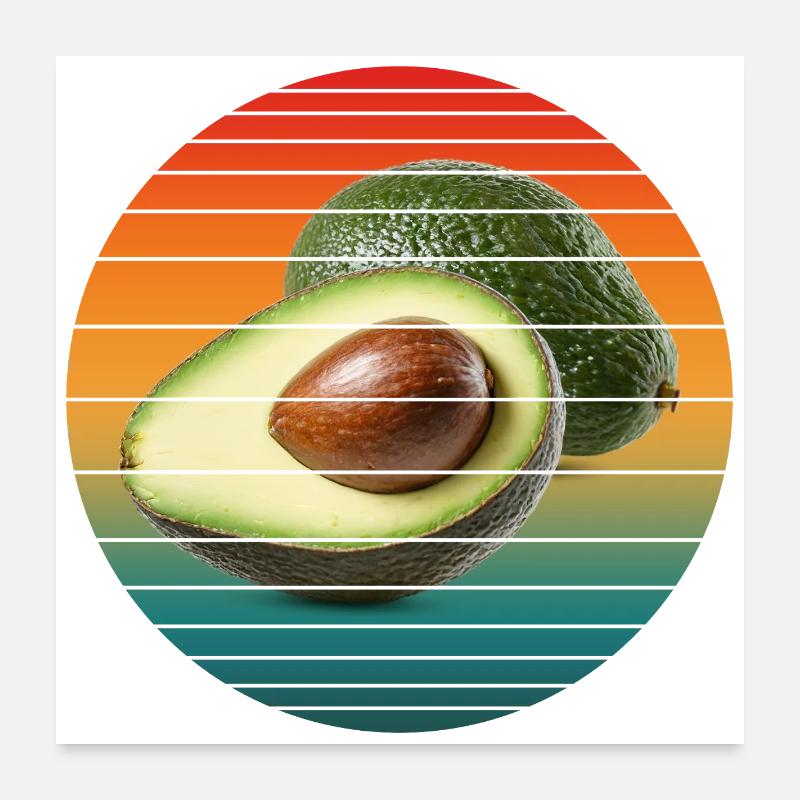 Avocadofrucht - Poster 60x60 cm - Weiß