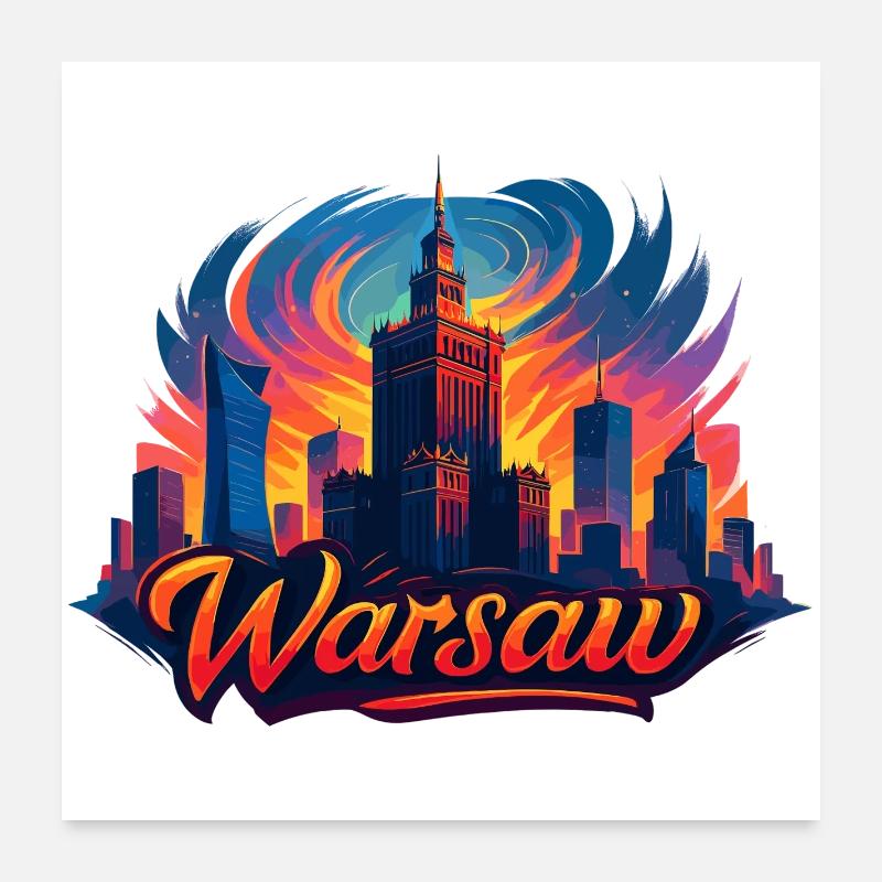 Art de la skyline de Varsovie – Coloré et moderne Poster 60 x 60 cm