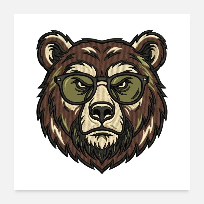 Cool Grizzly Bear with Sunglasses Design Poster 24" x 24" (60x60 cm)