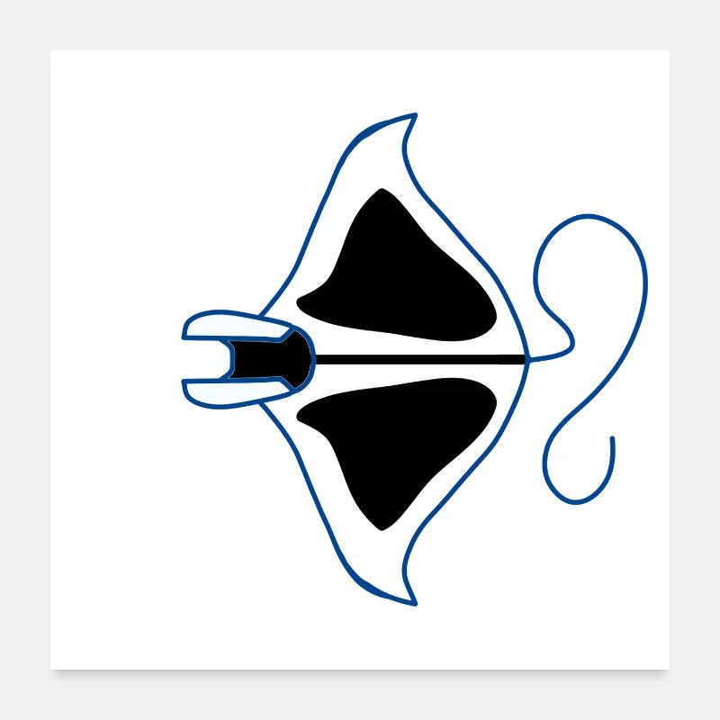 Silhouette manta bleu outline Poster 60 x 60 cm