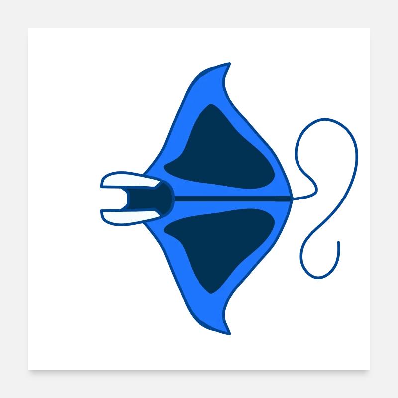 Manta Bleu Linéaire Stylisé Poster 60 x 60 cm