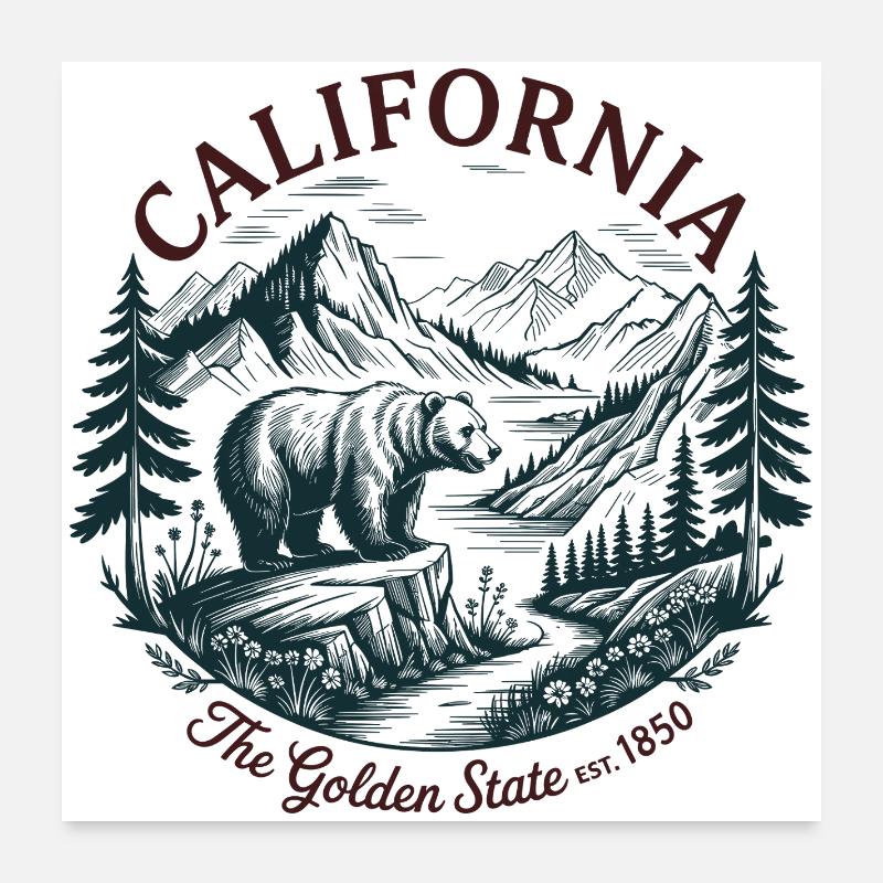 California Bear Mountain Badge Poster 24" x 24" (60x60 cm)