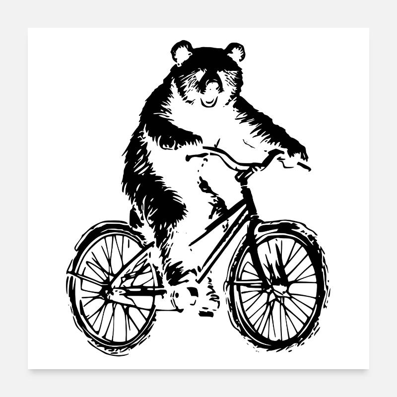 Ours de vélo Poster 60 x 60 cm