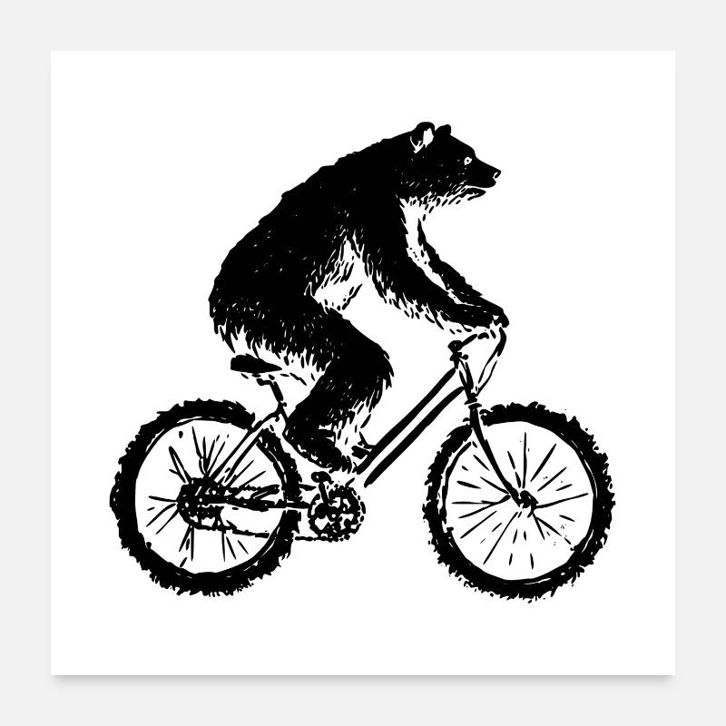 Funny Bicycle Bear Poster 24" x 24" (60x60 cm)