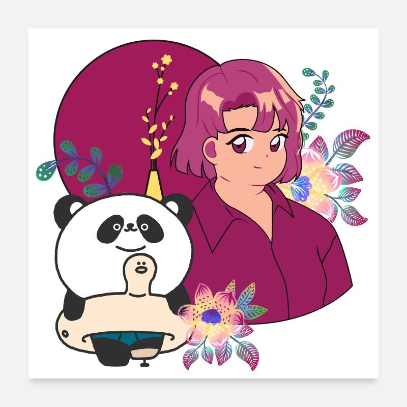 Kawaii Panda & Sommerprothese Poster 60x60 cm