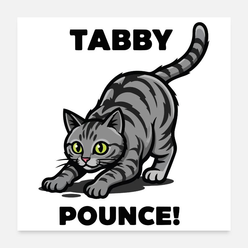 Tigerkatze Tabby springt Katzenjagd Poster 60x60 cm