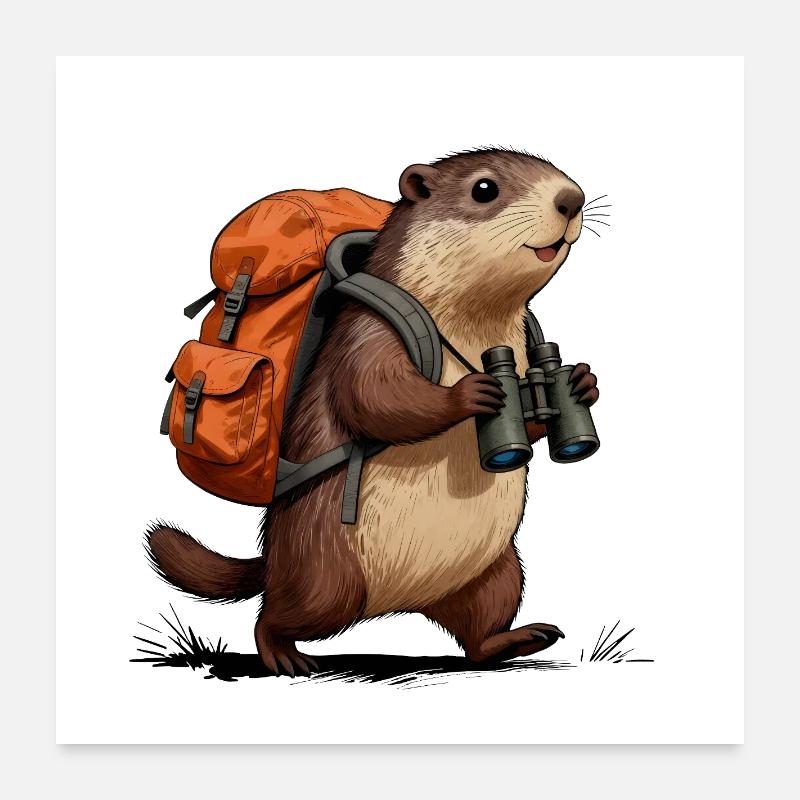 Exploring marmot otter hiking Poster 24" x 24" (60x60 cm)