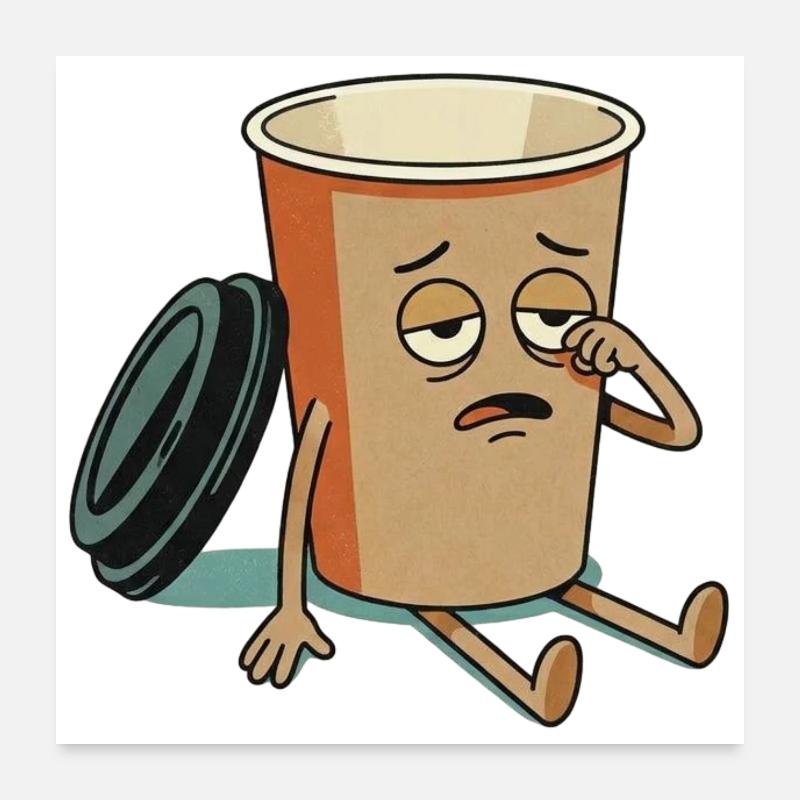Figure épuisée de la tasse de café - Poster 60 x 60 cm - blanc