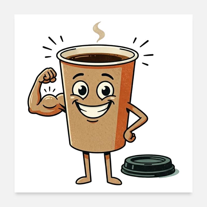 Silhouette énergique en tasse de café Poster 60 x 60 cm