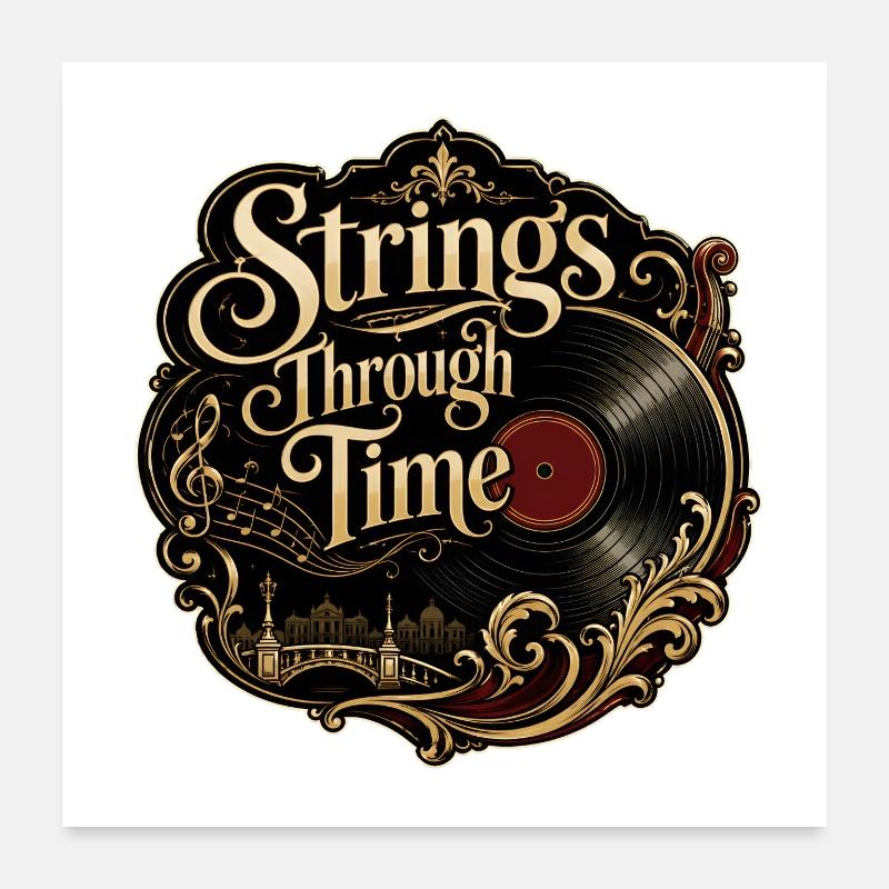 Streicher durch die Zeit – Romantisches Vinylorchester Poster 60x60 cm