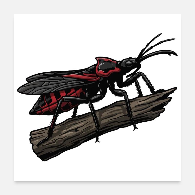 Bug Assassin Bug Hunter Red Strike Tattoo Poster 24" x 24" (60x60 cm)