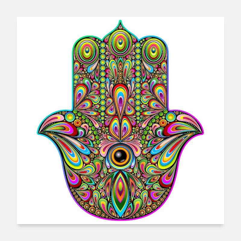 Hamsa Hand Psychedelic Art Psychédélique Poster 60 x 60 cm