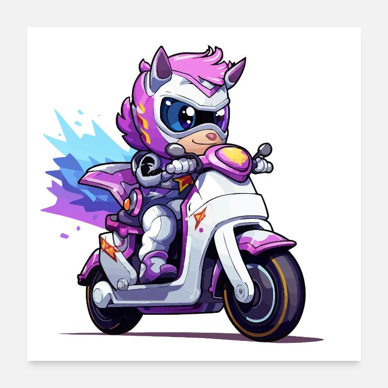 Poney sur un vélo nitro néon Poster 60 x 60 cm