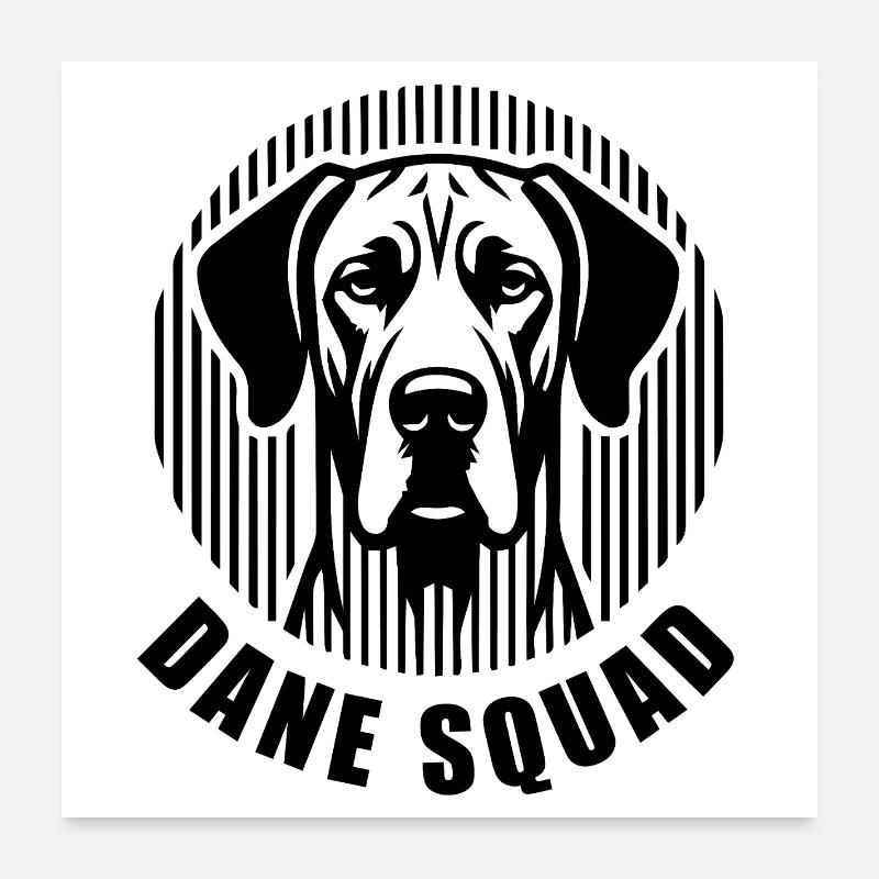 Dane Squad – Minimalist linear silhouette Hund Poster 60x60 cm