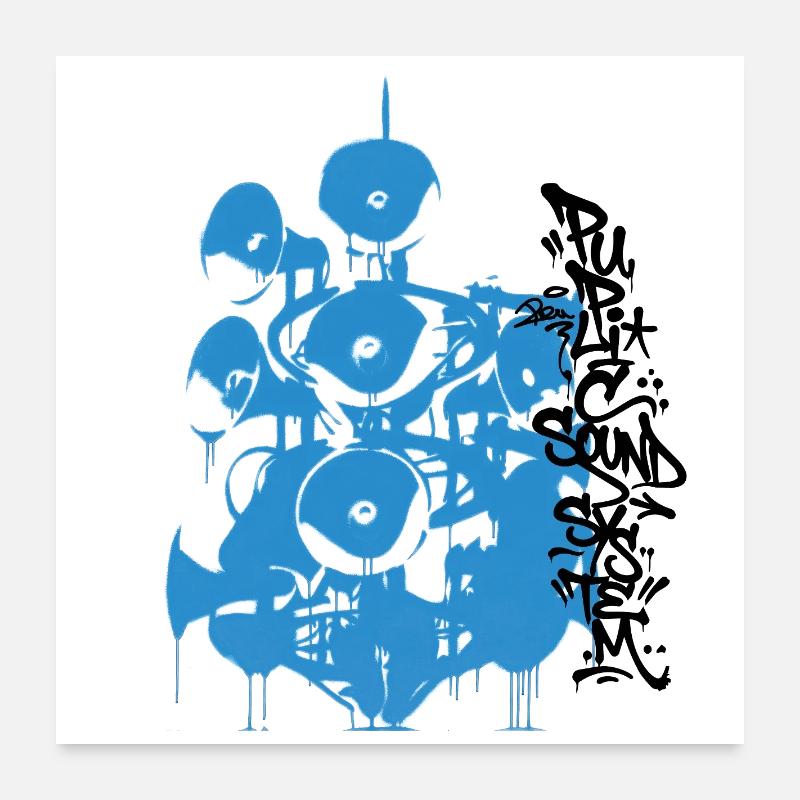 Public Soundsystem - Poster 60 x 60 cm - blanc
