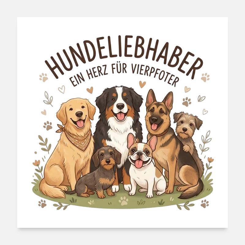 Hundedeliebhaber – Ein Herz Für Vierbeiner Poster 60x60 cm