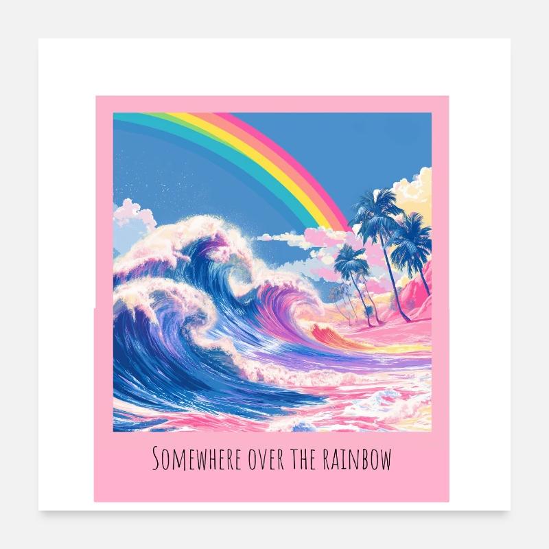 Rainbow Beach Rétro Wave Poster 60 x 60 cm