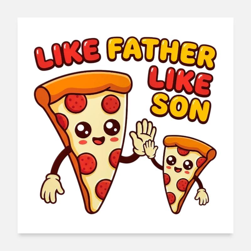 Pizza dad and son Poster 24" x 24" (60x60 cm)