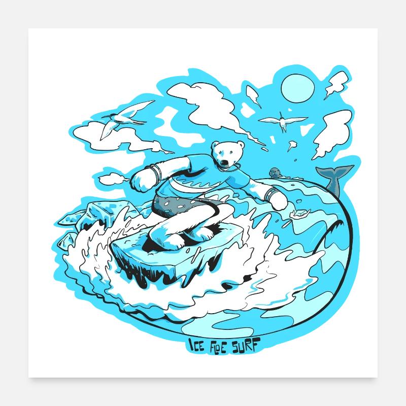 Polar Bear Surfer Poster 24" x 24" (60x60 cm)