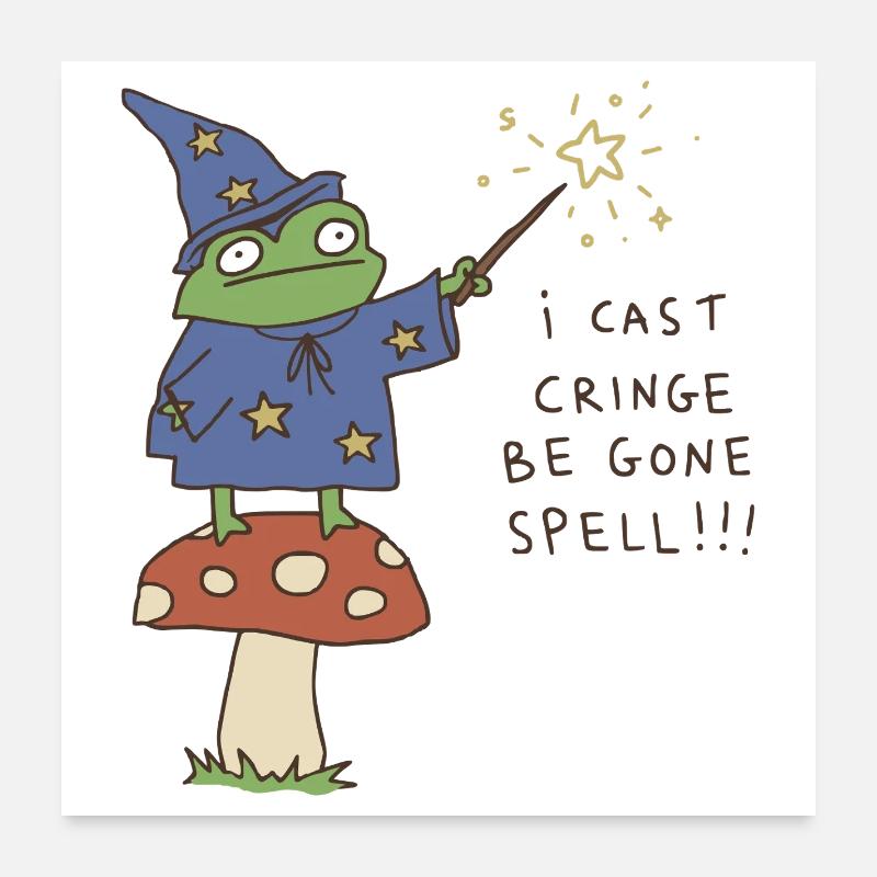 I Cast Be Gone Spell Funny Frog Wizard  Poster 24" x 24" (60x60 cm)