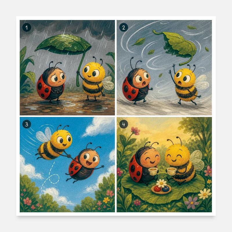 Ladybug et Abeille : Un Premier Moment Doux Poster 60 x 60 cm