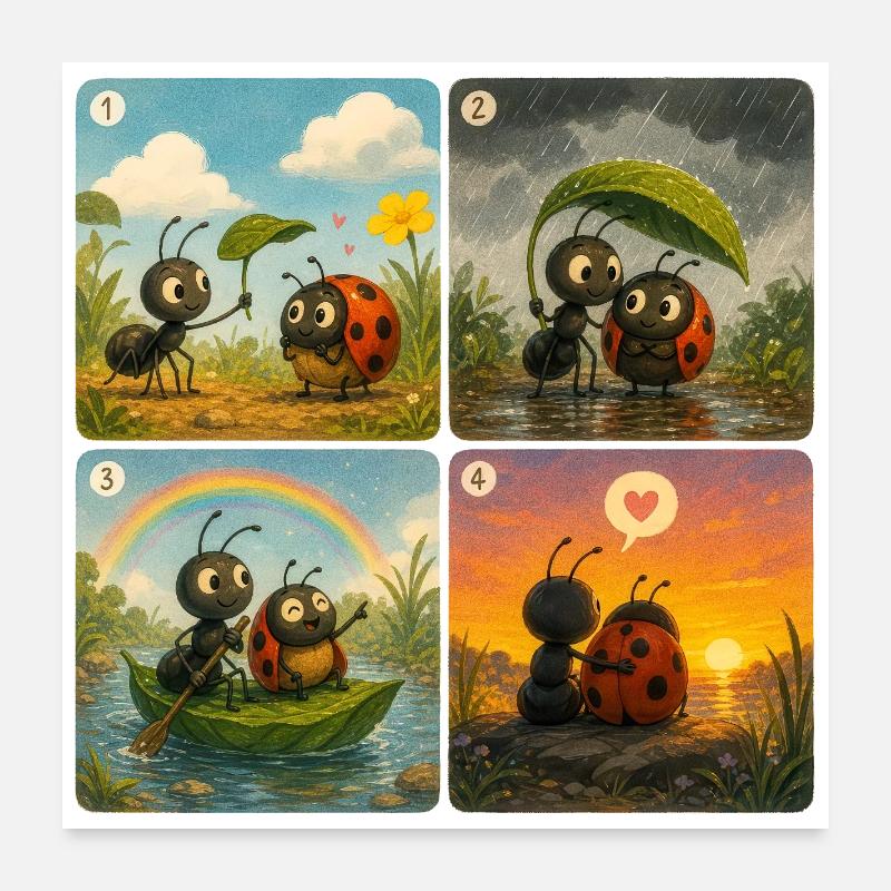 Marienkäfer und Ameise Poster 60x60 cm
