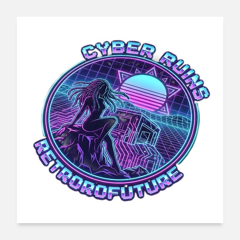 Cyber-Ruinen RetroFuture Poster 60x60 cm