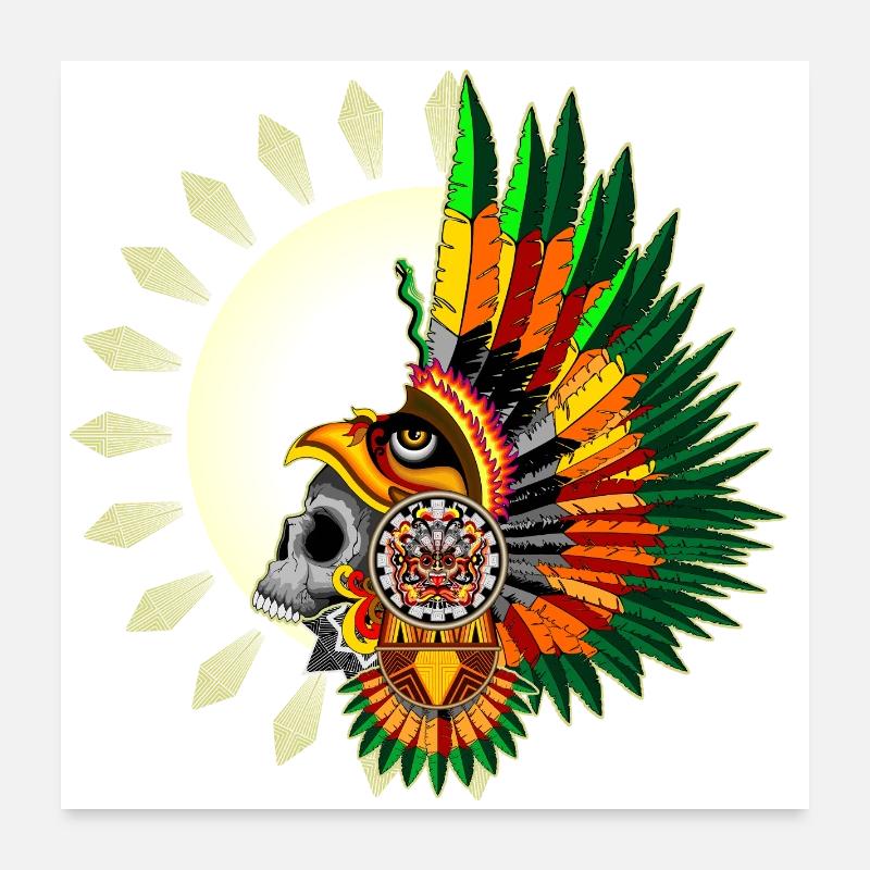 Aztec Eagle Warrior Skull Poster 24" x 24" (60x60 cm)