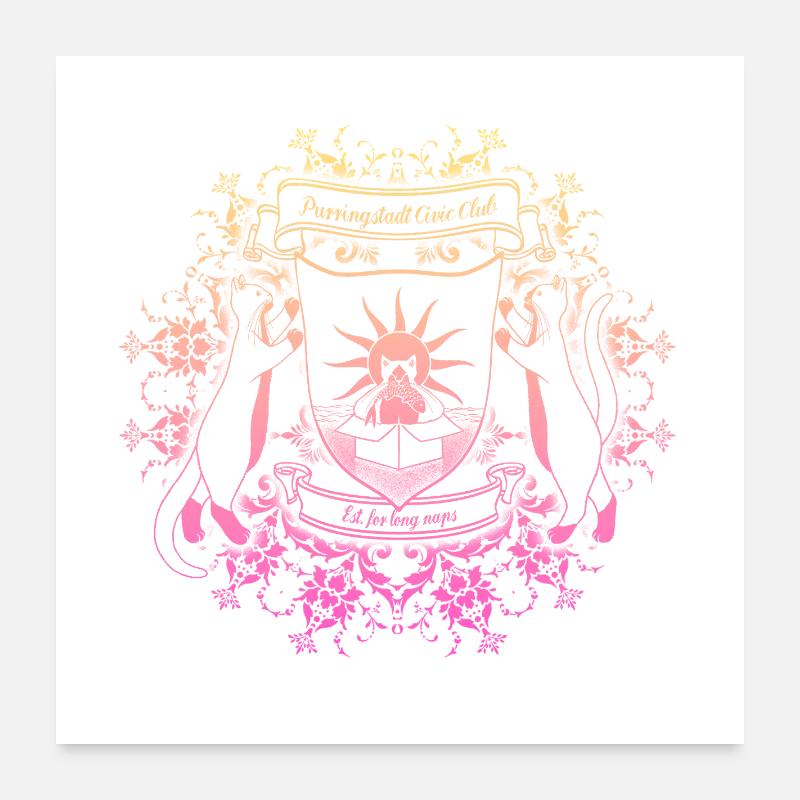 Cat on Sunny Beach Emblem Poster 24" x 24" (60x60 cm)