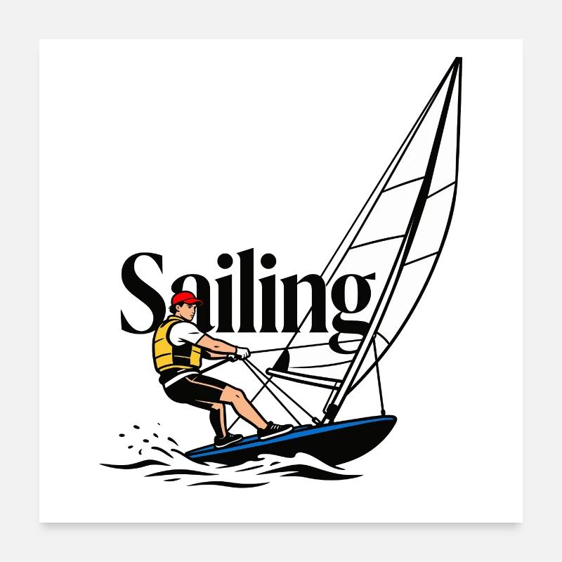 Marin à voile Poster 60 x 60 cm
