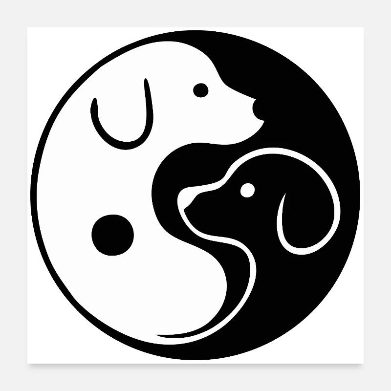 Yin Yang : Chiens Poster 60 x 60 cm