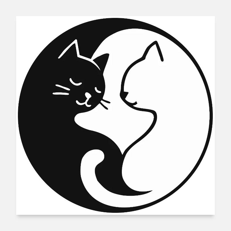 Yin Yang : chats Poster 60 x 60 cm