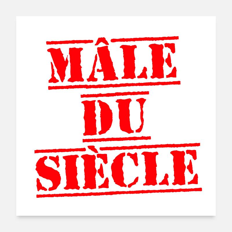 MÂLE DU SIÈCLE - jeu de mots décalé Poster 60 x 60 cm
