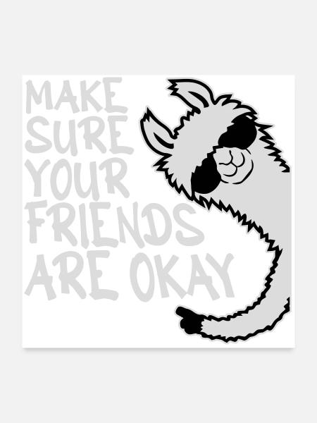 Make Sure Your Friends Are Okay Lama Sonnenbrille - Poster 60x60 cm - Weiß - Vorne