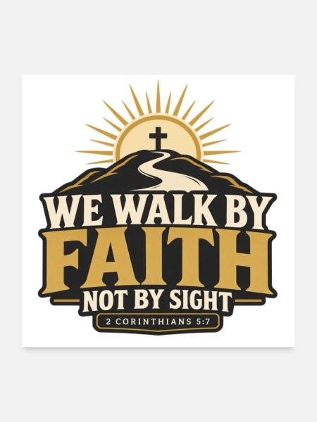 We walk by faith - Poster 60x60 cm - Weiß