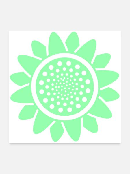 Mint Sonnenblume Stil Muster - Poster 60x60 cm - Weiß - Vorne