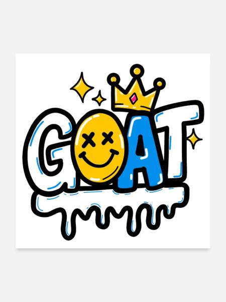 GEN Z ZITATE – Goat Crown Graffiti Smile - Poster 60x60 cm - Weiß