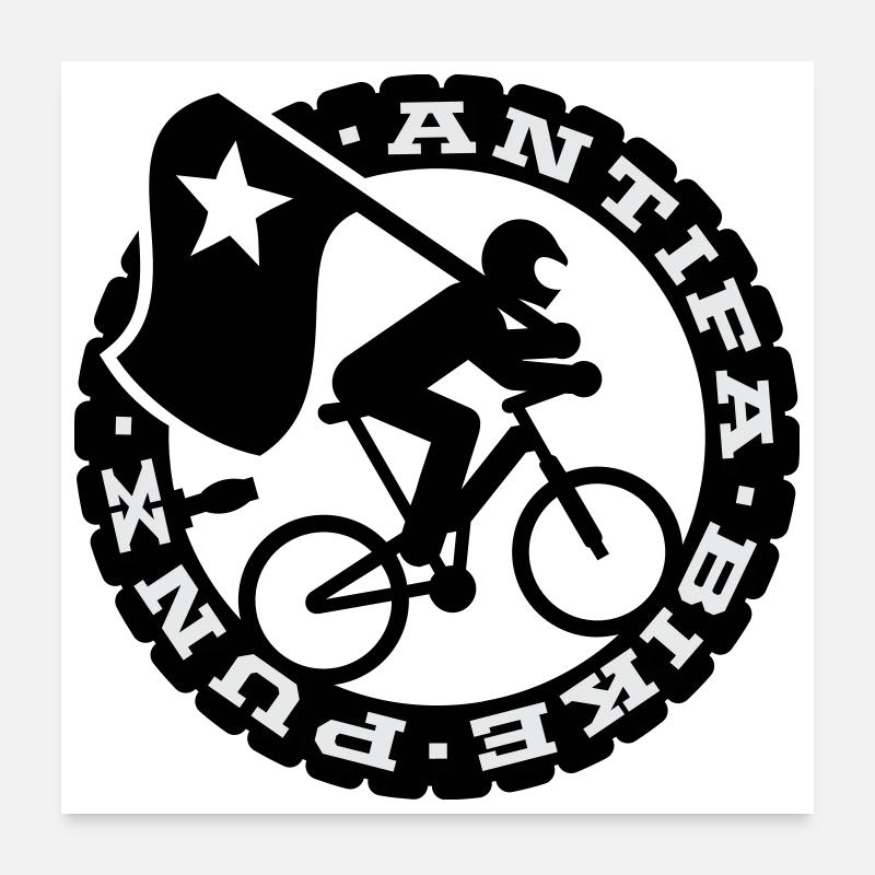 Antifa Bike Punks - Poster 60x60 cm - Weiß