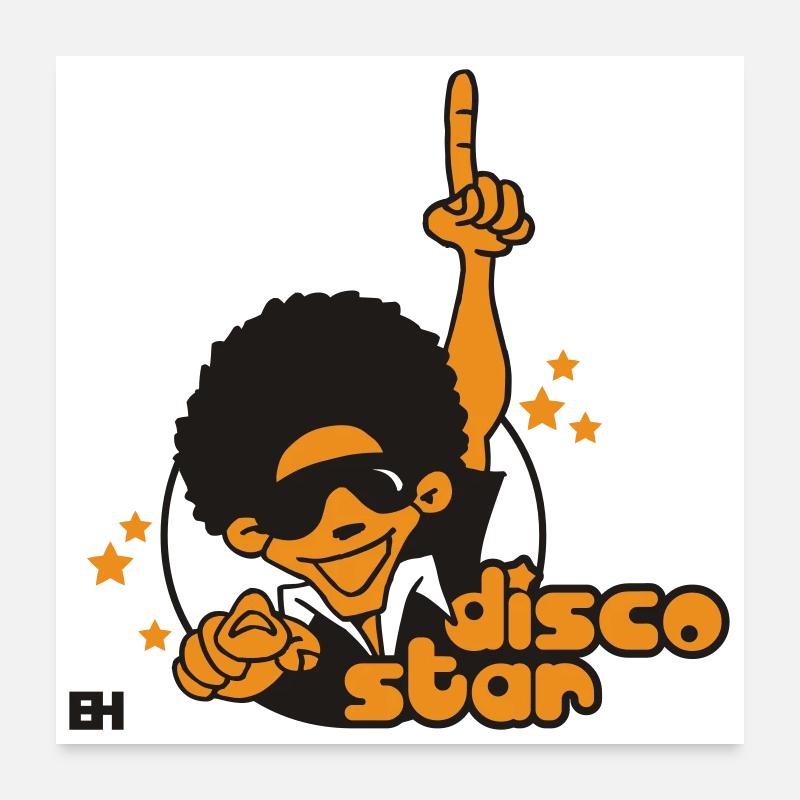 Disco Star - Poster 60 x 60 cm - blanc