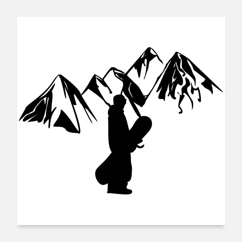 Snowboarder de montagne Poster 60 x 60 cm