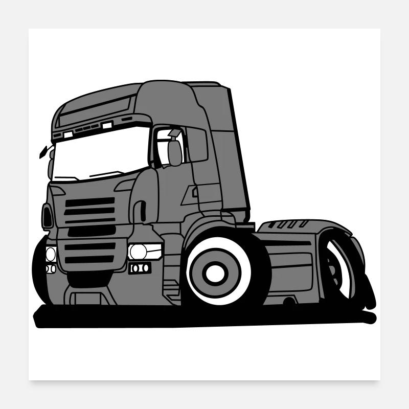 Chauffeur professionnel de véhicule poids lourd - Poster 60 x 60 cm - blanc
